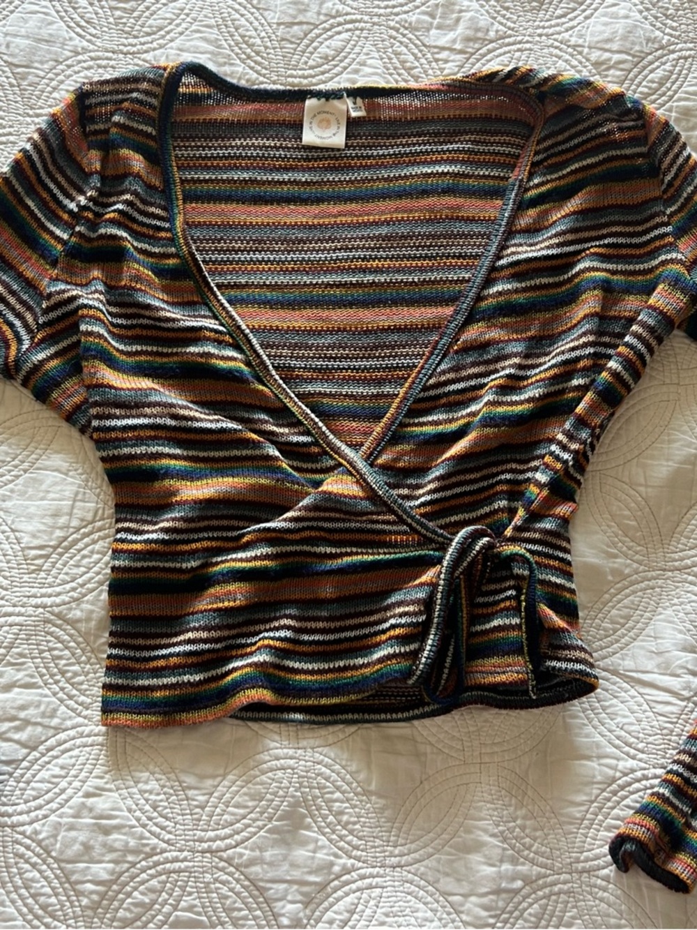 Striped Wrap Knit Top in Multicolor